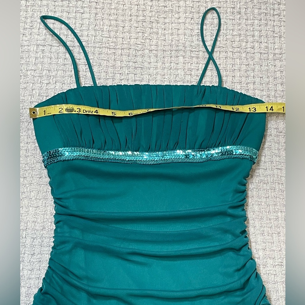 Y2K Vintage Women's Deep Teal Blue Dress Fairycore Balletcore Sequins Size Small - Picture 12 of 15